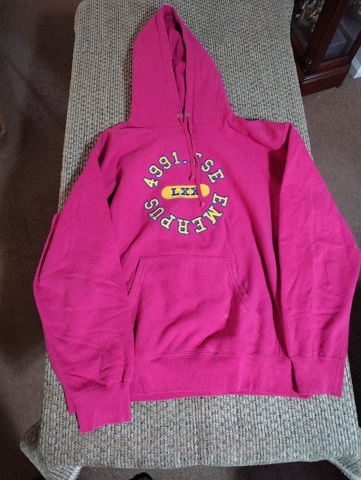 Supreme Reverse Logo Hooded Sweatshirt Fuchsia Pink Hoody 2023 Collection M VGC