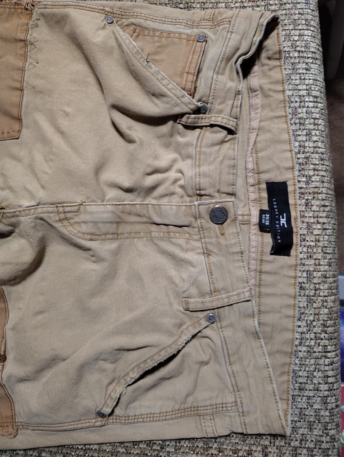 Jordan Craig Legacy Edition Ross Patchwork Jeans Mens 34/36 Tan Multi Pocket - Thumbnail 8
