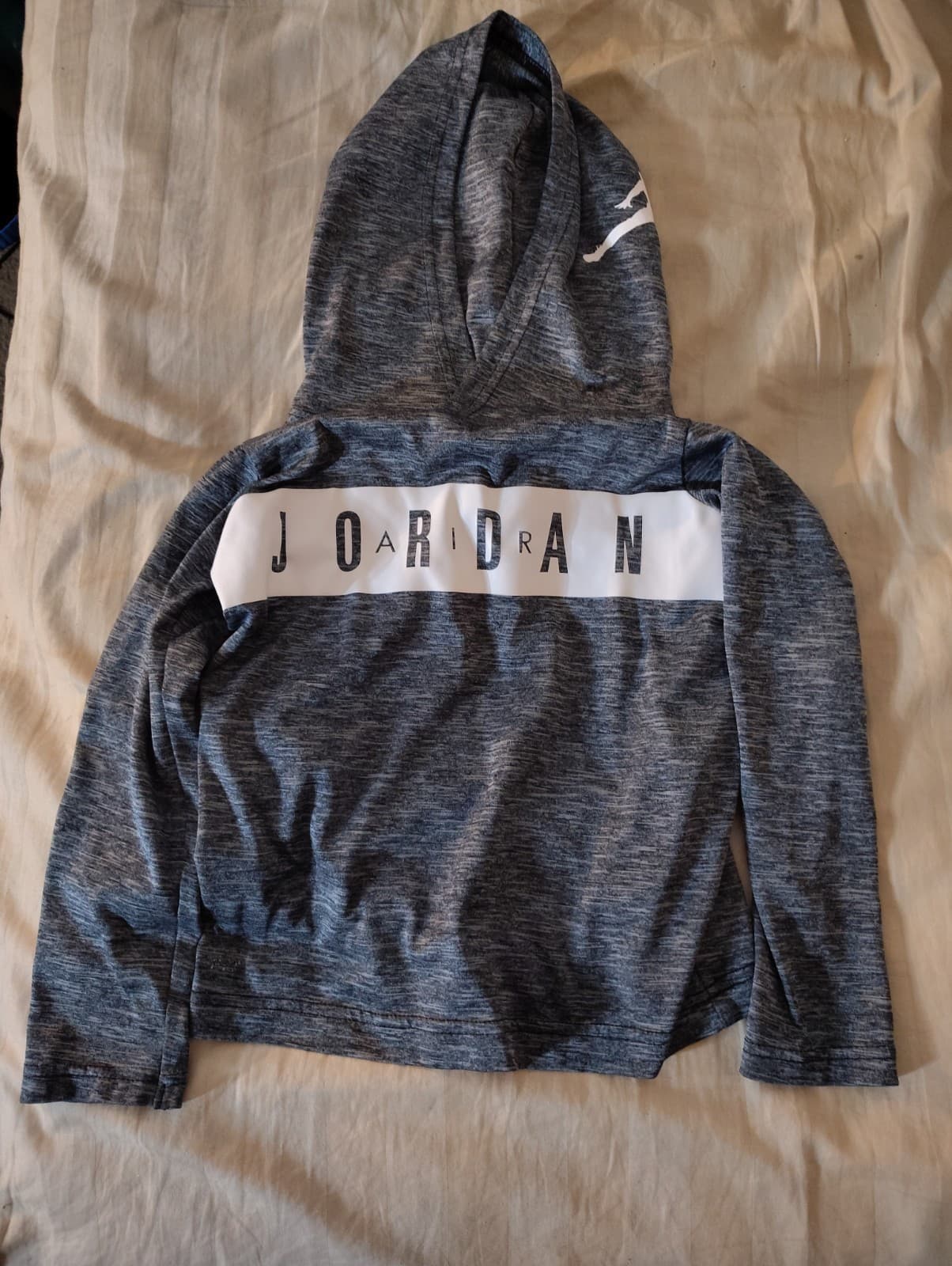 Air Jordan Hoodie Youth Boys Small Gray Center Spell Out Hooded Dri-Fit