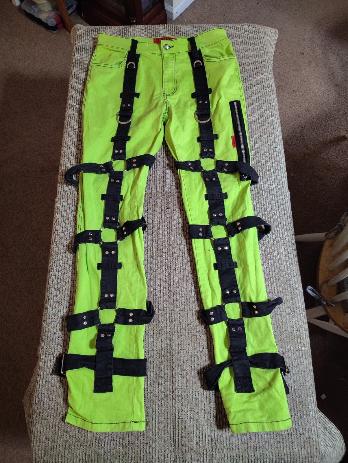 Men's Rocking Gothic Green Bondage Trouser Pant Punk Rock Dead Threads