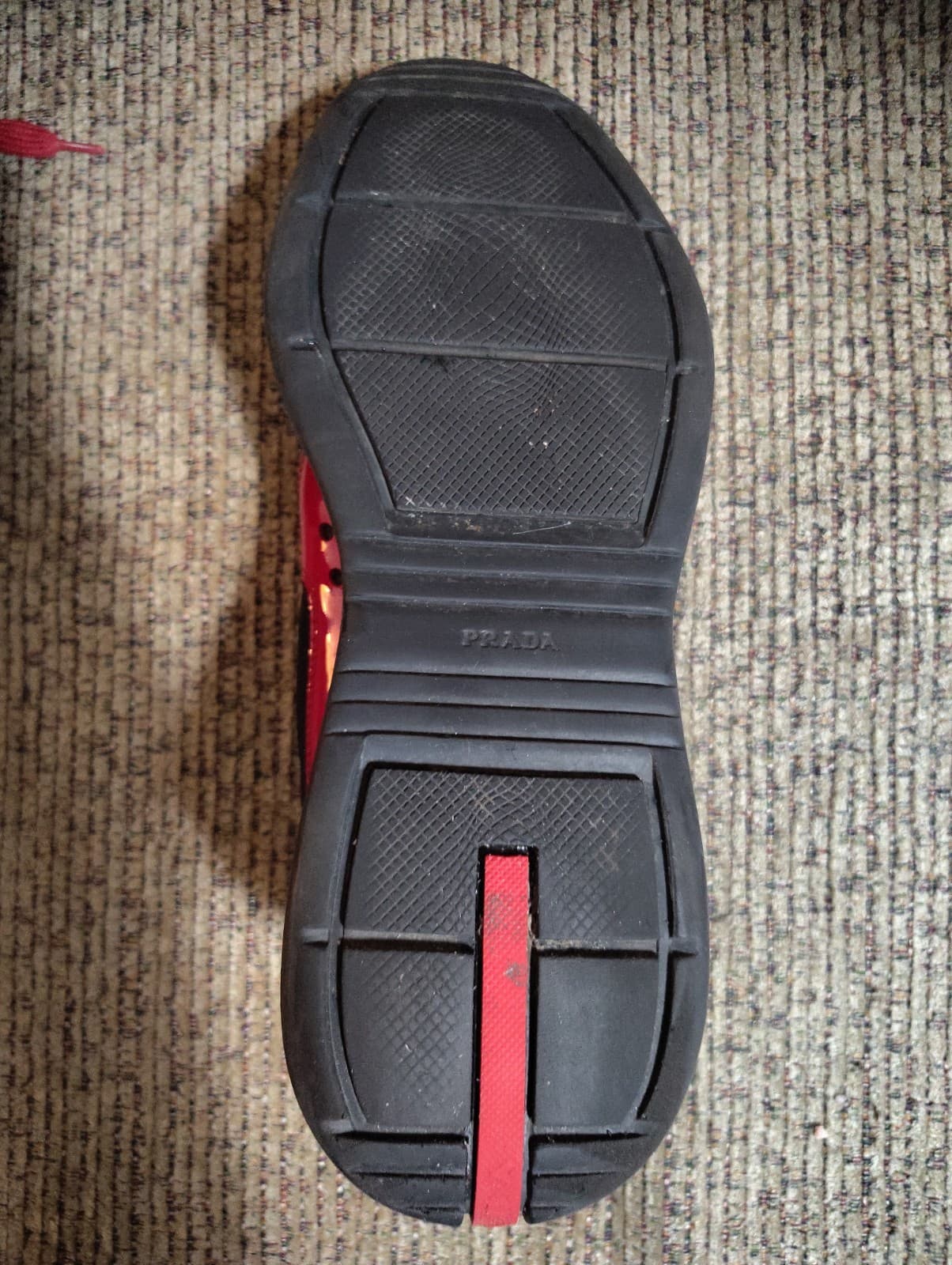 PRADA Size 11 Men's Red Black Low Top Lace Solid Pattern Athletic Sneakers W/Box - Thumbnail 17