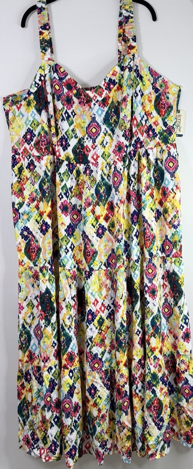 Terra & Sky Women’s 3X Colorful Tiered Maxi Dress Smock Back Sleeveless NWT $20. - Thumbnail 4