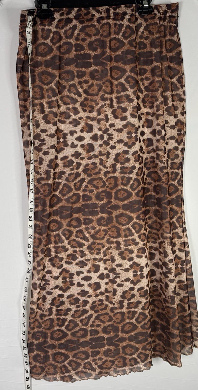 women’s Leopard Print Maxi Skirt Brown Animal Print Stretch Pull On Long Skirt - Thumbnail 2
