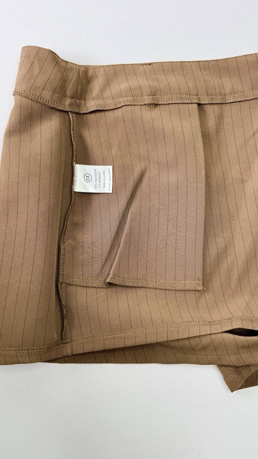 Fashion Nova Brown Pinstripe Dress Short Low Rise Tailored Pants Women - Thumbnail 6