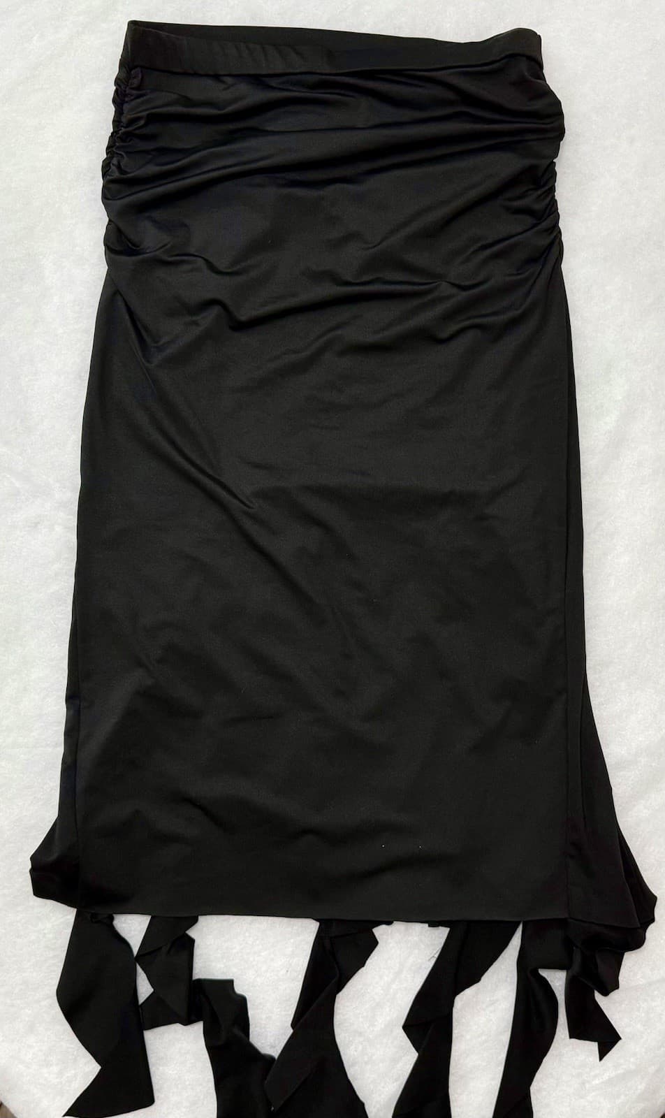 Lace Trimmed High Slit Strapless Dress For Summer - Thumbnail 3