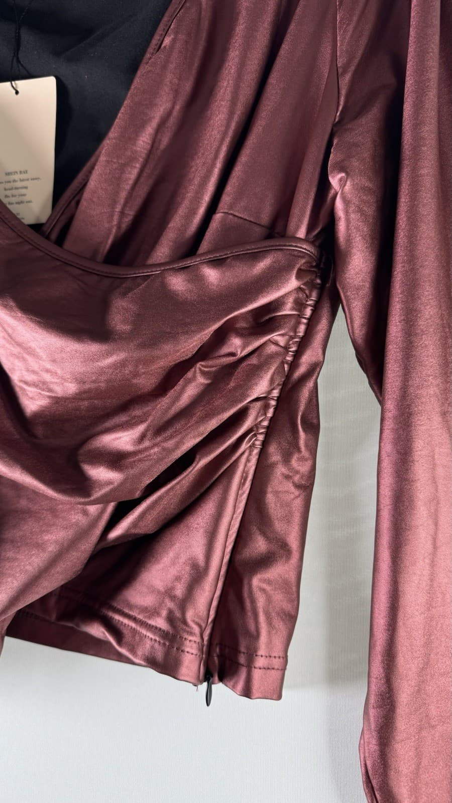 Metallic Burgundy Color Two Piece Matching Set - Thumbnail 4
