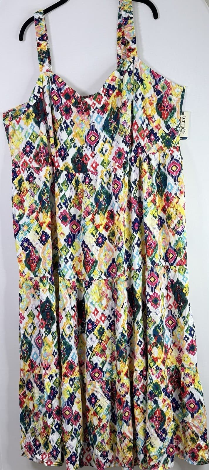 Terra & Sky Women’s 3X Colorful Tiered Maxi Dress Smock Back Sleeveless NWT $20. - Thumbnail 5