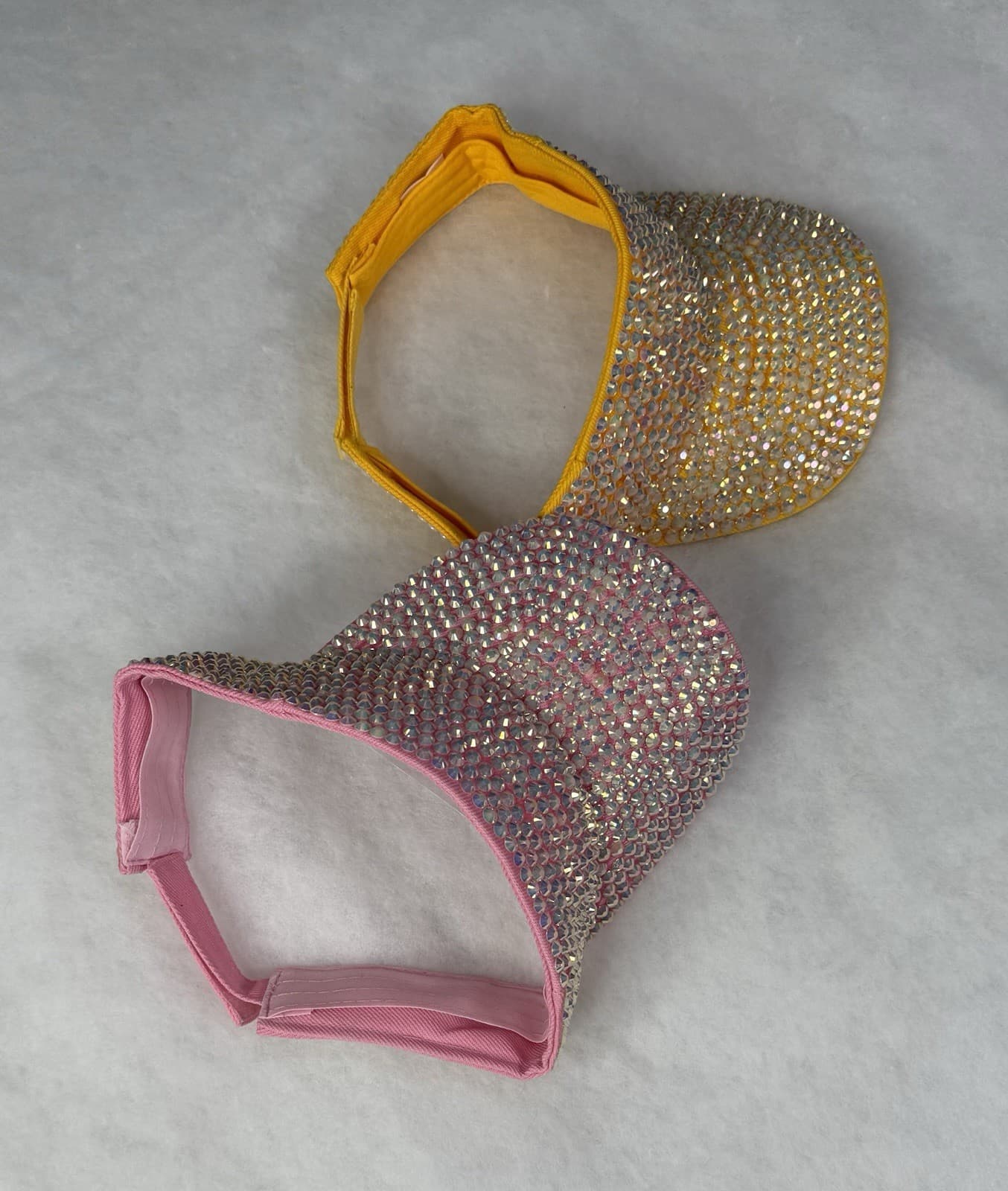 Women’s Rhinestone Bling Sun Visor Hat Pink Yellow Sparkly Adjustable - Thumbnail 4