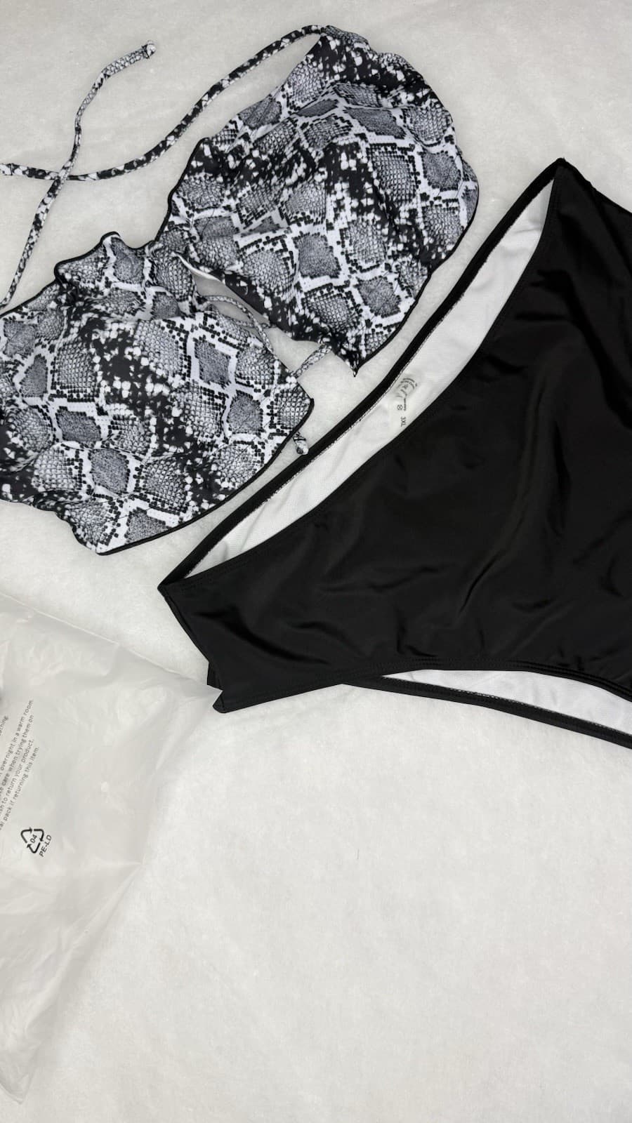 Women’s Snake Print Tankini Swimsuit Set Black High Waist Bikini Bottom Size XL - Thumbnail 3