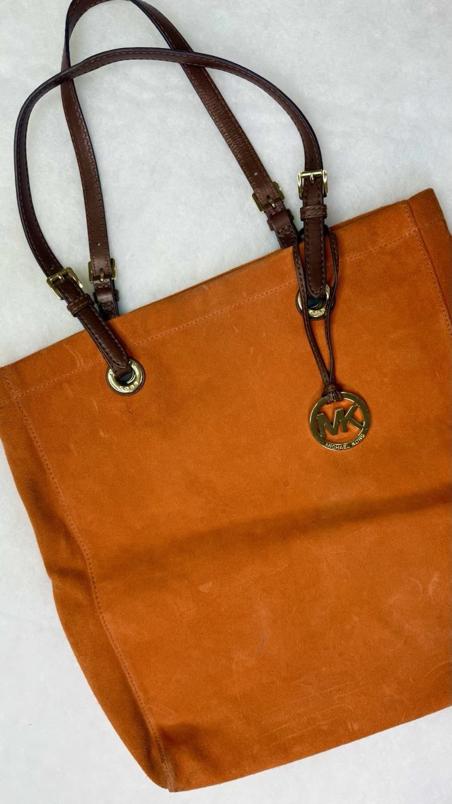 Michael Kors Orange Suede Tote Shoulder Bag - Thumbnail 11