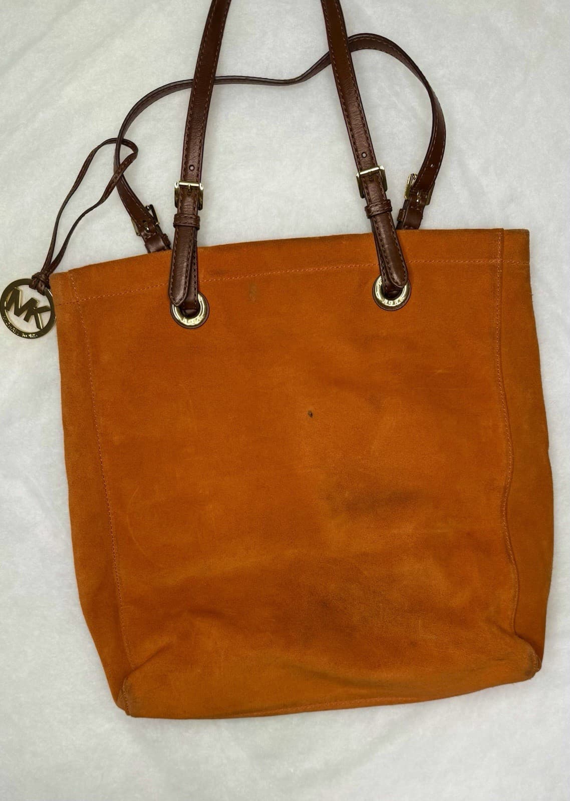 Michael Kors Orange Suede Tote Shoulder Bag - Thumbnail 8