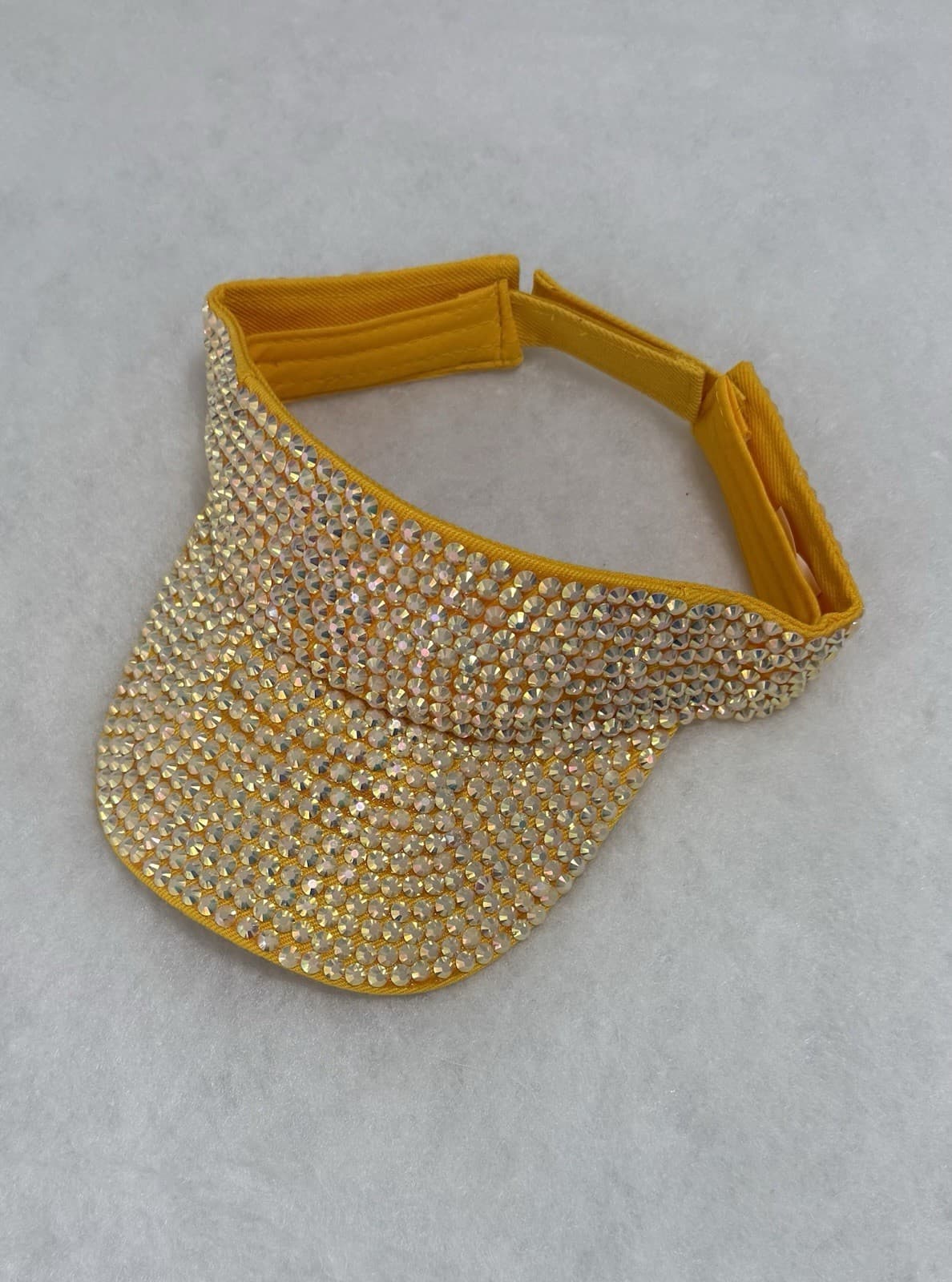 Women’s Rhinestone Bling Sun Visor Hat Yellow & Pink Sparkly Adjustable - Thumbnail 2