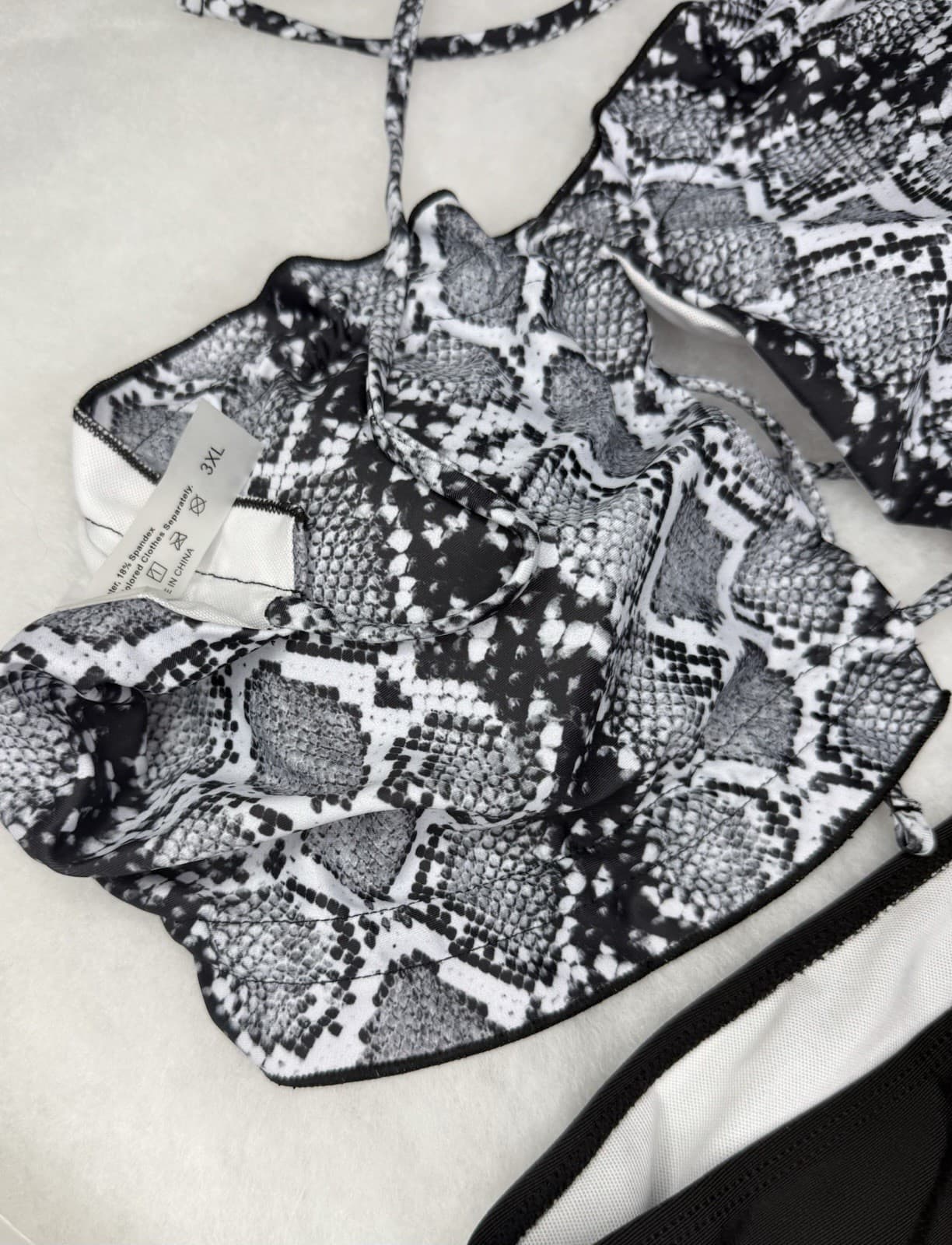 Women’s Snake Print Tankini Swimsuit Set Black High Waist Bikini Bottom Size XL - Thumbnail 4