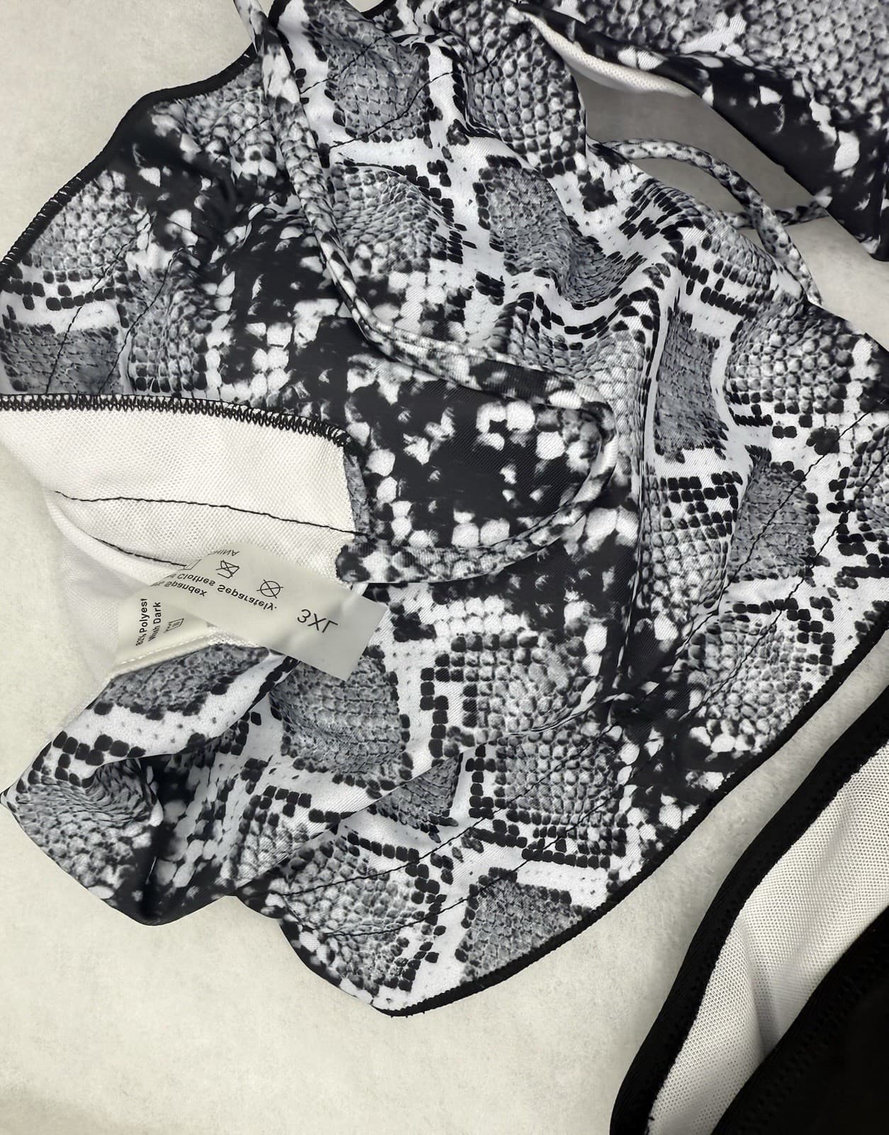 Women’s Snake Print Tankini Swimsuit Set Black High Waist Bikini Bottom Size XL - Thumbnail 2