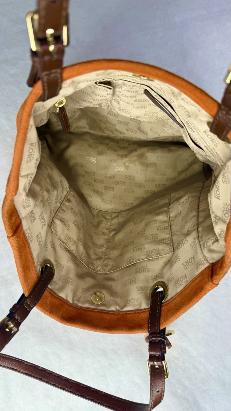 Michael Kors Orange Suede Tote Shoulder Bag - Thumbnail 2