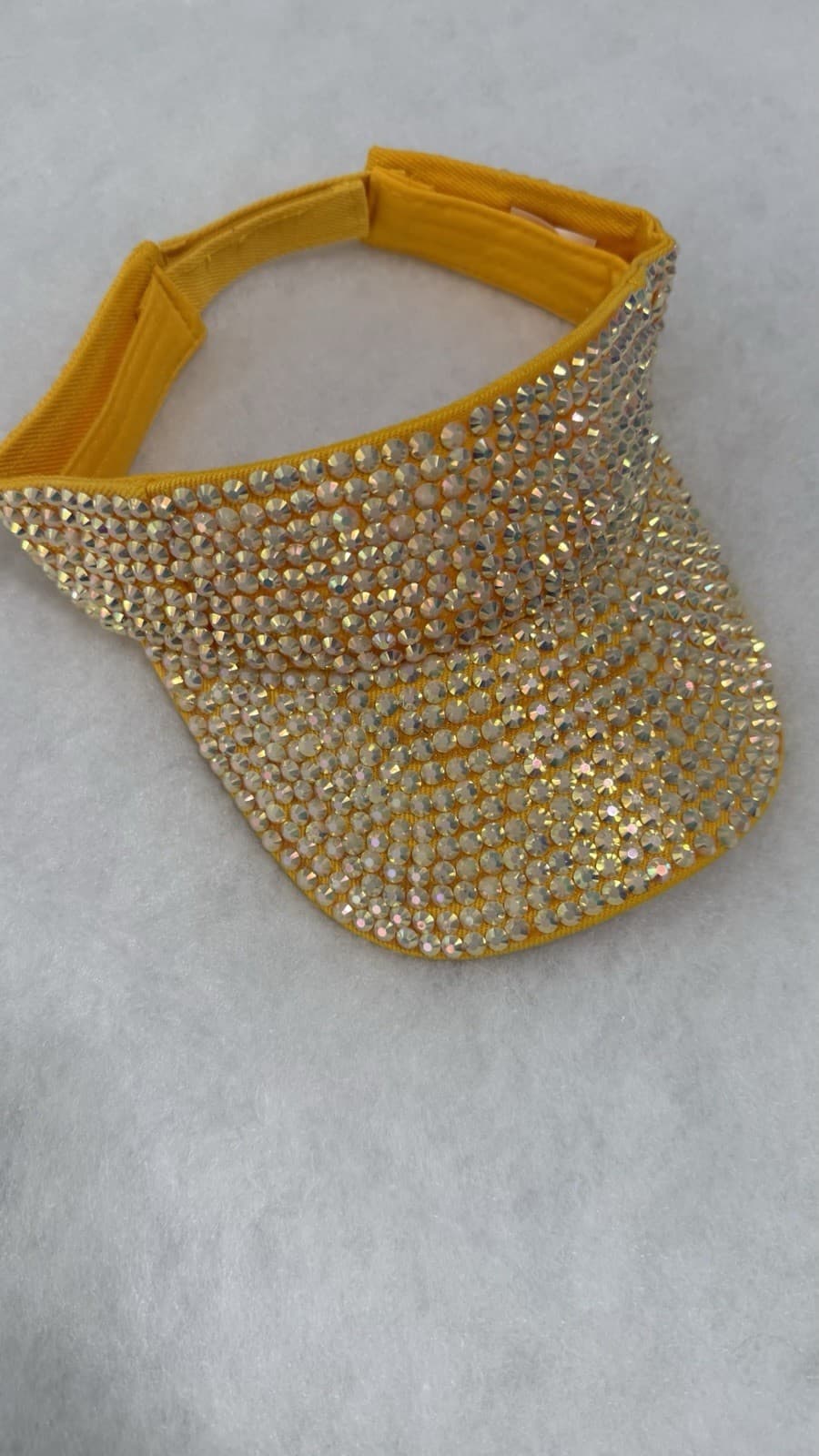 Women’s Rhinestone Bling Sun Visor Hat Yellow & Pink Sparkly Adjustable - Thumbnail 3