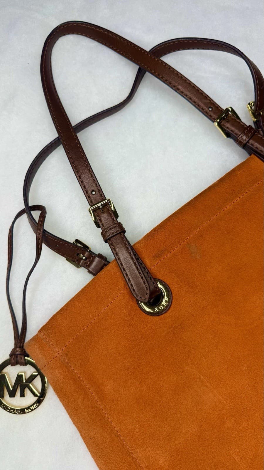 Michael Kors Orange Suede Tote Shoulder Bag - Thumbnail 12