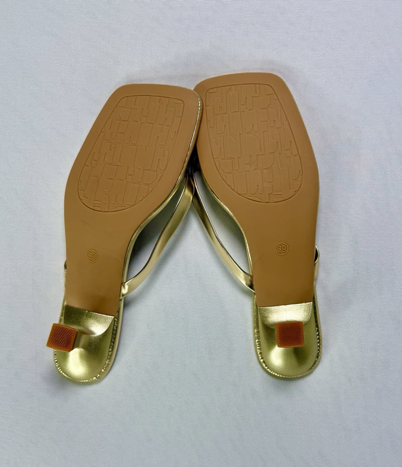 Women’s Metallic Gold Strappy Mule Sandals Low Heel Slip On Dress Shoes Size 8 - Thumbnail 3