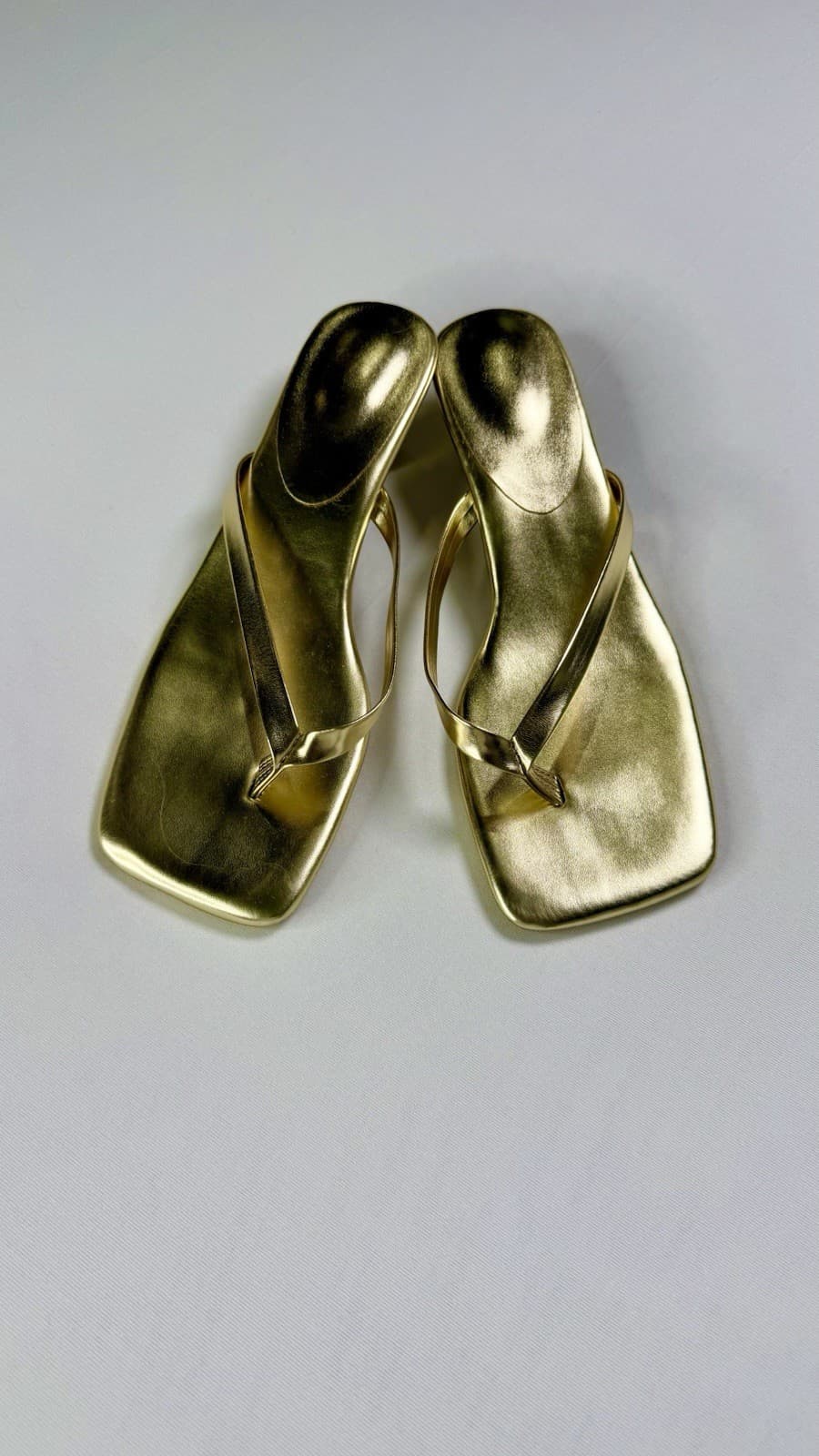 Women’s Metallic Gold Strappy Mule Sandals Low Heel Slip On Dress Shoes Size 8 - Thumbnail 5