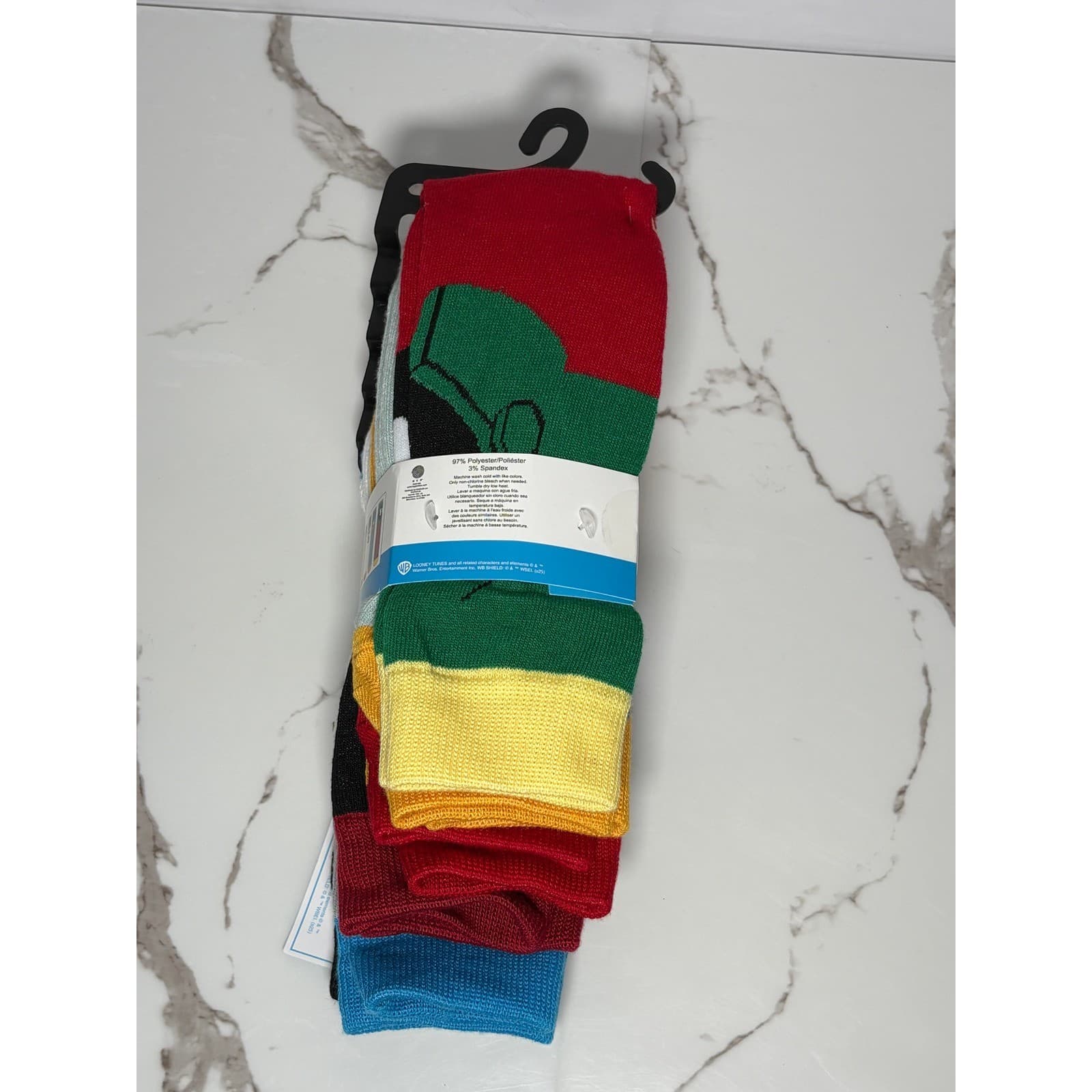 Looney Tunes Mens Crew Socks 6 Pairs Bugs Bunny Daffy Duck Taz Multi Color New - Thumbnail 4