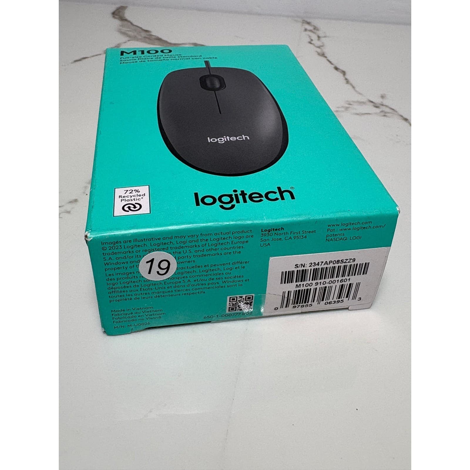 Logitech M100 Full-Size Corded USB Mouse Charcoal Gray 910-001601 Ambidextrous - Thumbnail 5
