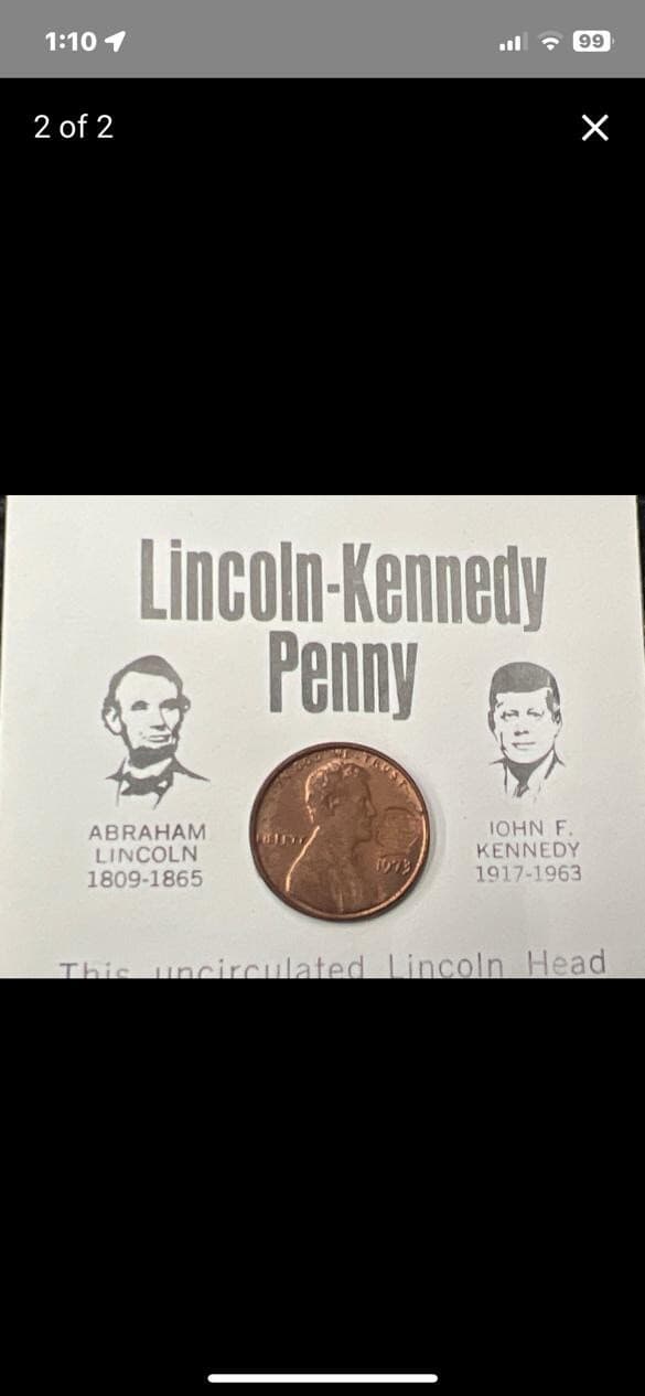 1973 Uncirculated Lincoln John F. Kennedy Double Head Penny Coin Commemorative - Thumbnail 2