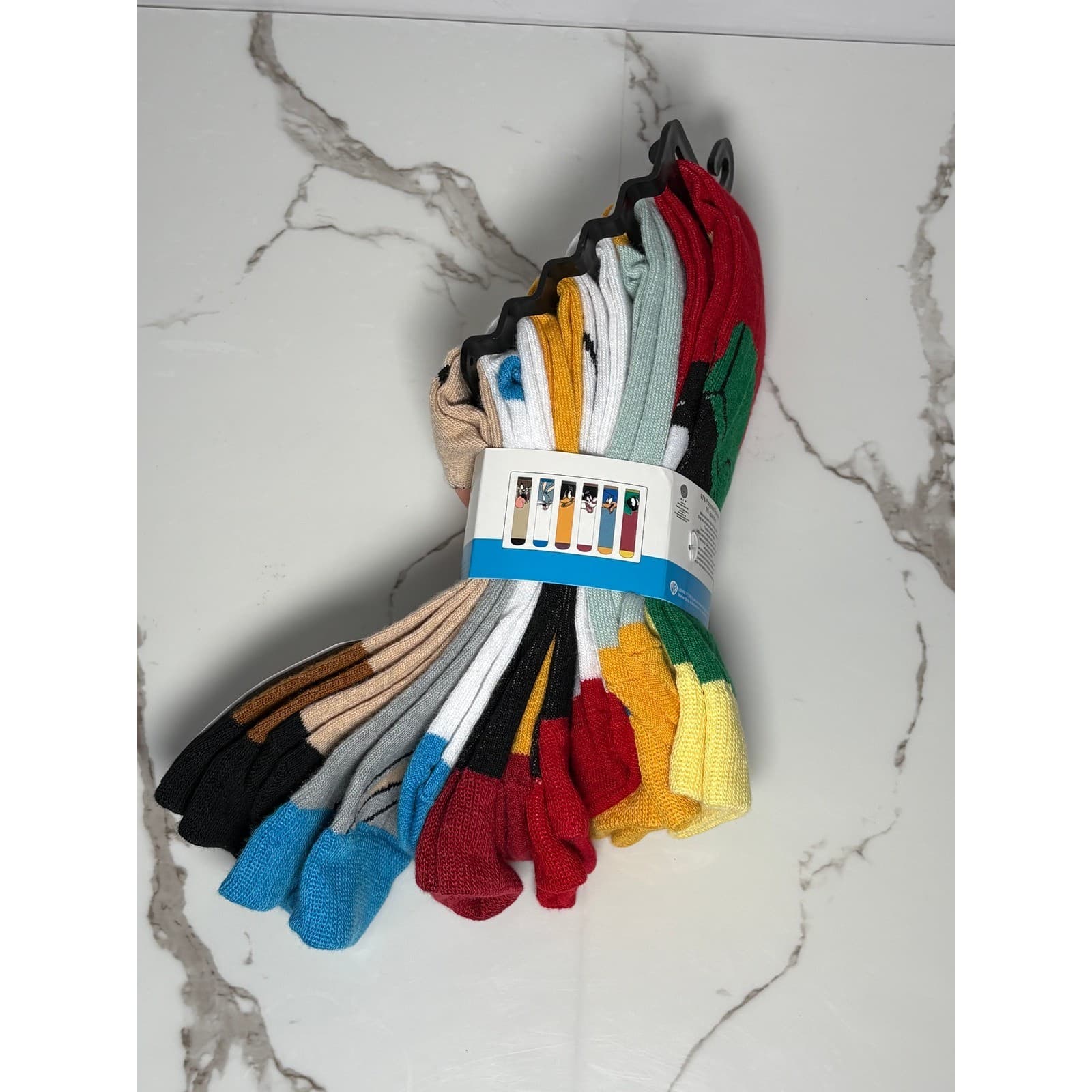 Looney Tunes Mens Crew Socks 6 Pairs Bugs Bunny Daffy Duck Taz Multi Color New - Thumbnail 3