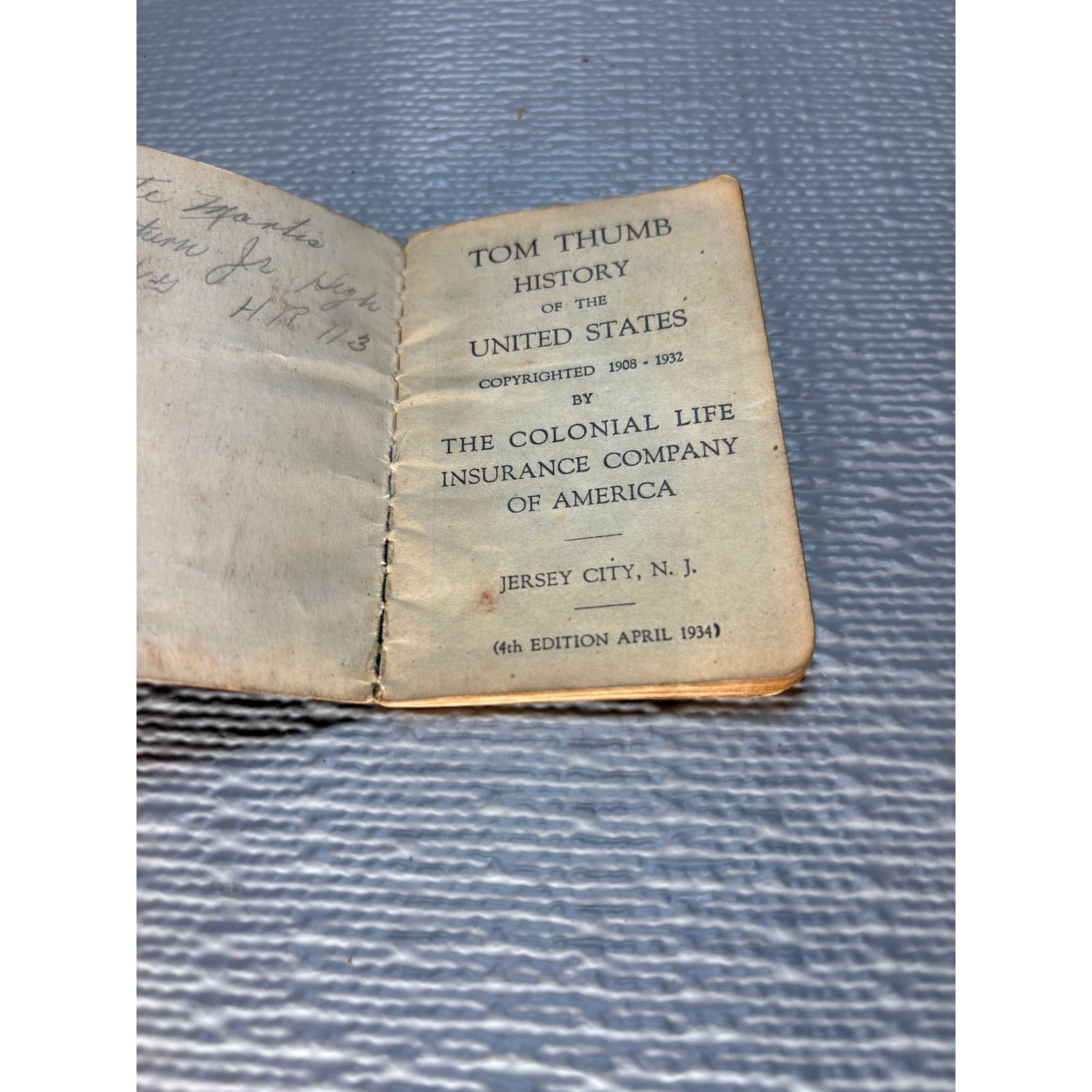 Vintage 1934 Tom Thumb History of the United States Miniature Book 4th Edition - Thumbnail 3