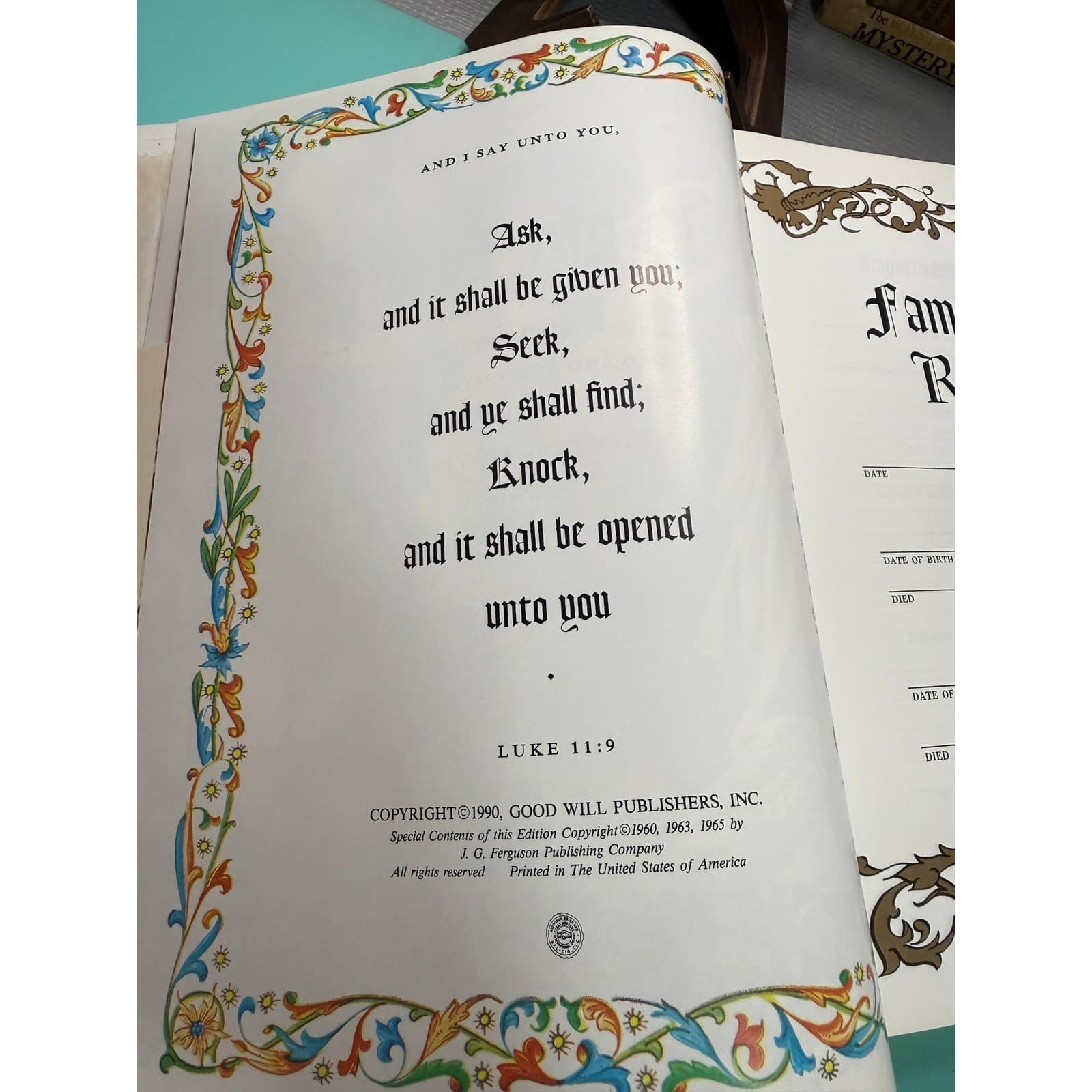 Vintage Holy Bible King James Version Come Unto Me Edition White Gold Gilded - Thumbnail 9