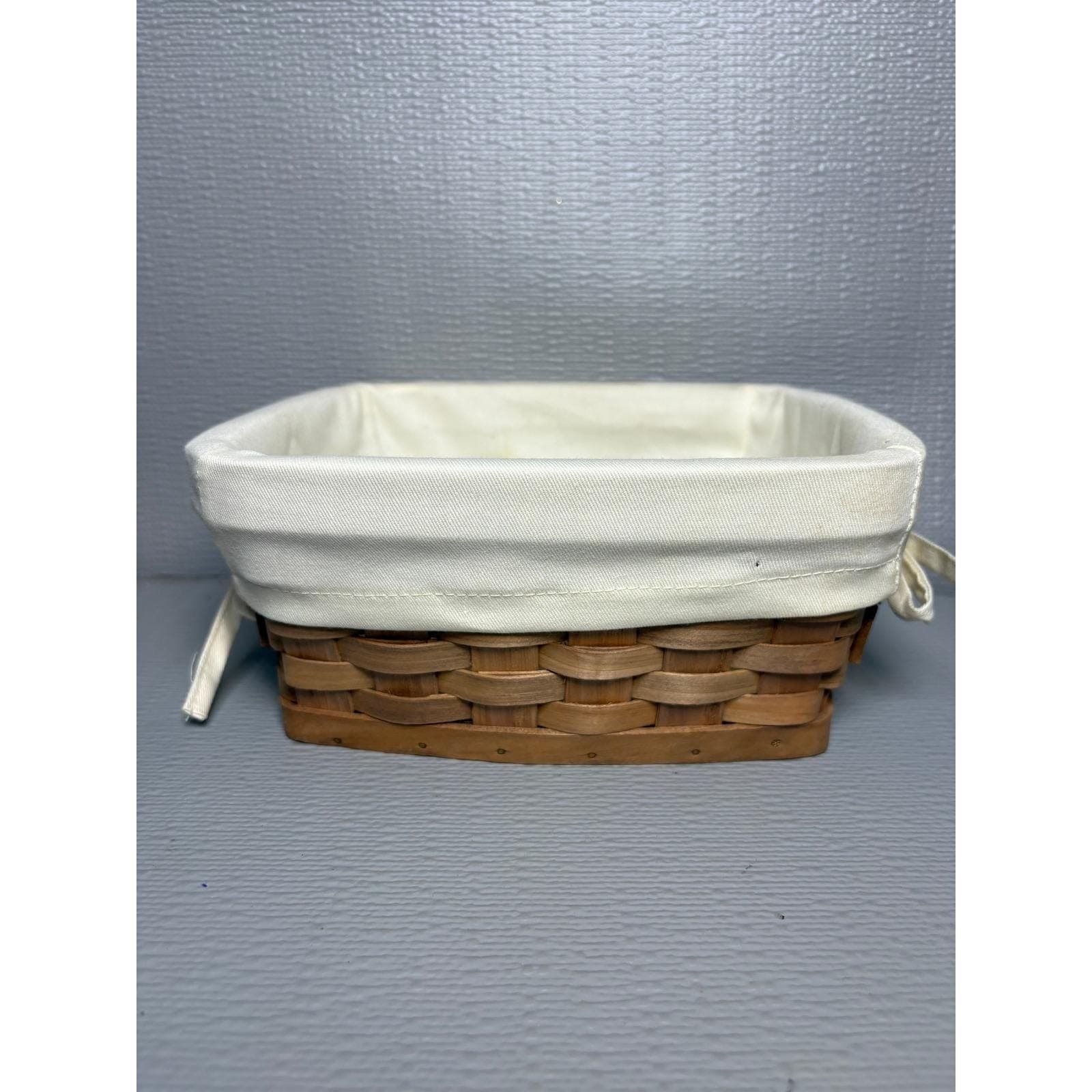 Vintage Longaberger Noel wicker Basket with Embroidered Fabric Liner Brown - Thumbnail 4