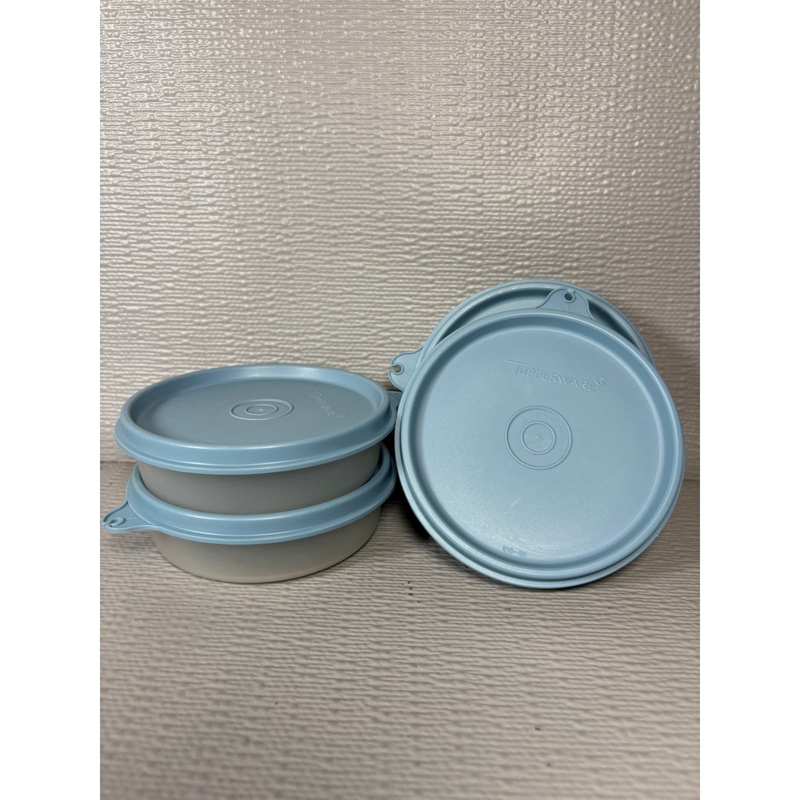 Vintage Tupperware Snack Cups with Blue Lids Set of 4 USA - Thumbnail 2