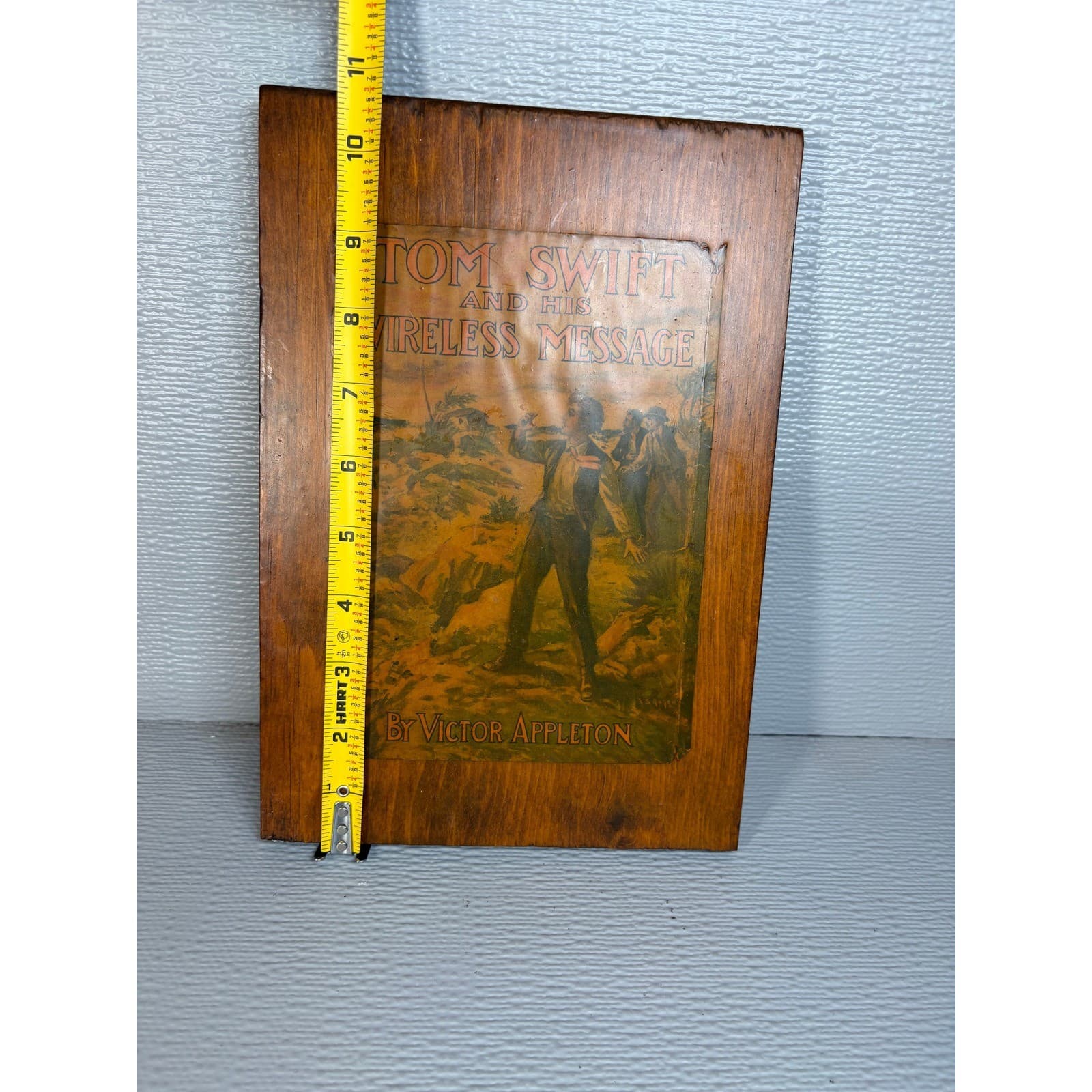Vintage Tom Swift and His Wireless Message Wood Wall Plaque Victor Appleton Art - Thumbnail 5