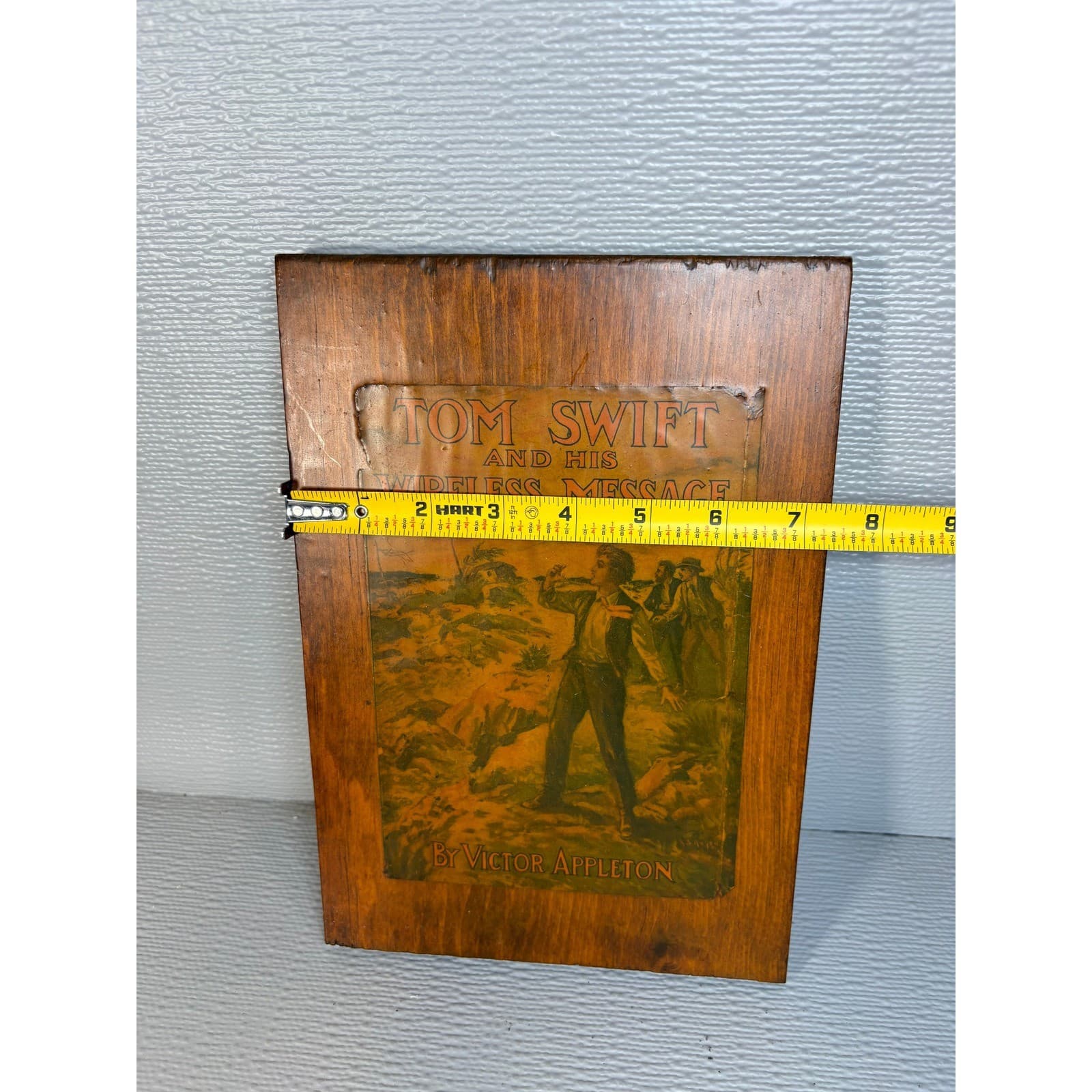 Vintage Tom Swift and His Wireless Message Wood Wall Plaque Victor Appleton Art - Thumbnail 4