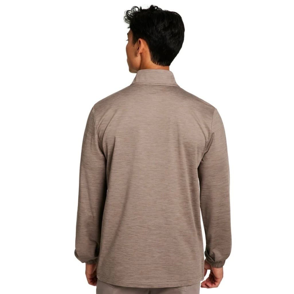 Reebok Mens Quarter Zip Pullover Taupe Heather Athletic Sweatshirt Mock Neck - Thumbnail 5