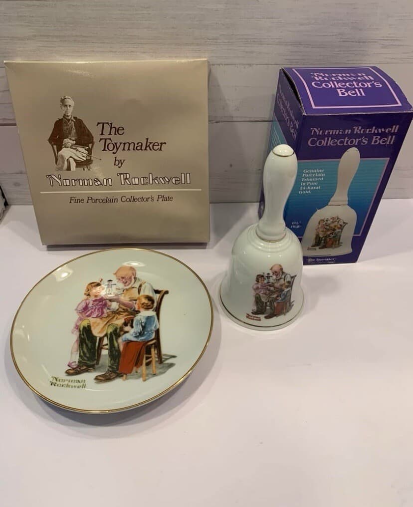 Vintage Norman Rockwell Plate & Bell Bundle "The Toymaker" Museum Collections - Thumbnail 2