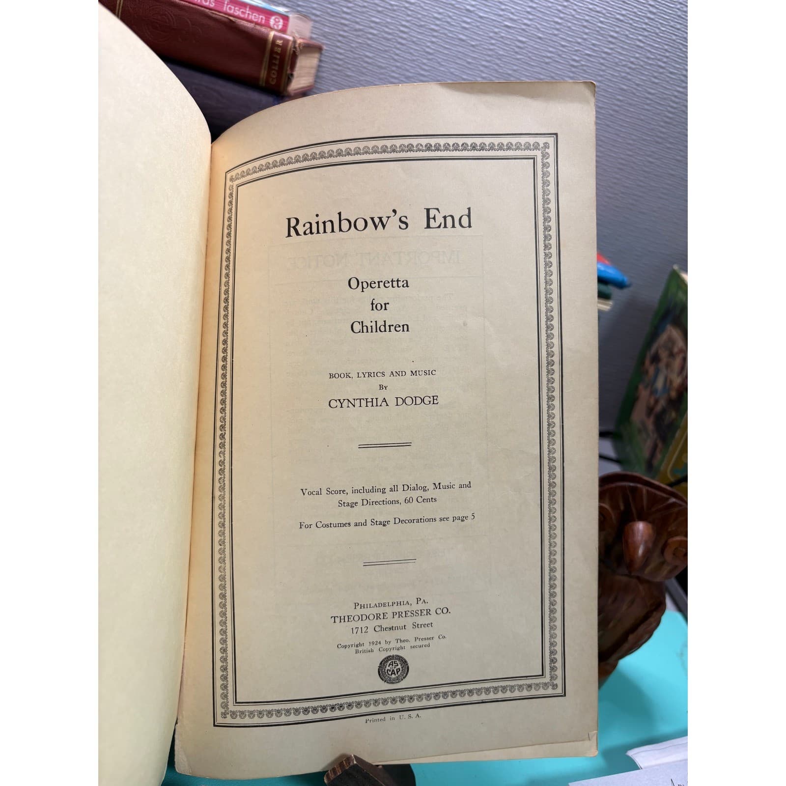 1924 Rainbows End Operetta for Children Cynthia Dodge Vintage Vocal Score Music - Thumbnail 3