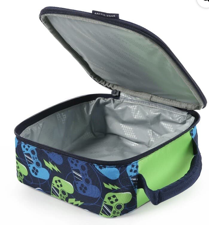 Arctic Zone Blue Gamer Lunch Box Bag Kit Insulated w/ Container, Bottle Ice Pack - Thumbnail 9