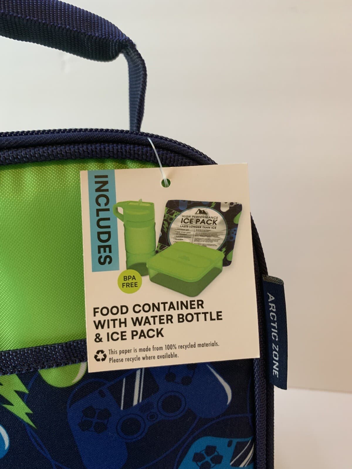 Arctic Zone Blue Gamer Lunch Box Bag Kit Insulated w/ Container, Bottle Ice Pack - Thumbnail 3