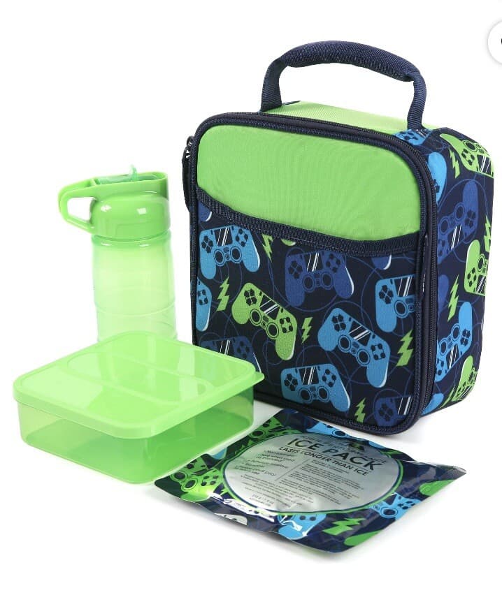 Arctic Zone Blue Gamer Lunch Box Bag Kit Insulated w/ Container, Bottle Ice Pack - Thumbnail 5