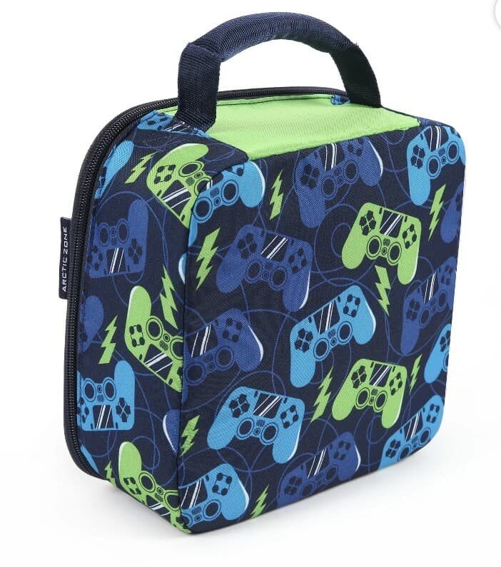Arctic Zone Blue Gamer Lunch Box Bag Kit Insulated w/ Container, Bottle Ice Pack - Thumbnail 8