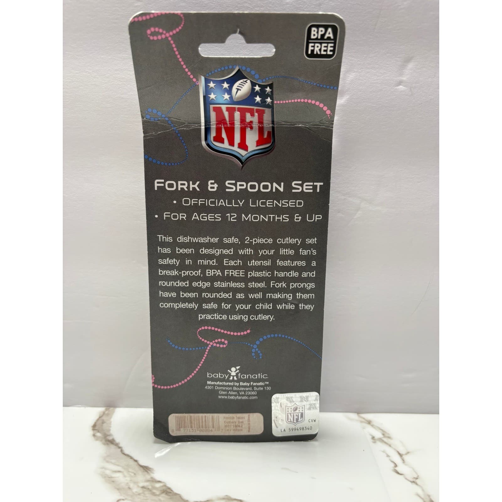 NFL Houston Texans Baby Fanatic Fork and Spoon Set Toddler Cutlery 2pc NEW - Thumbnail 2