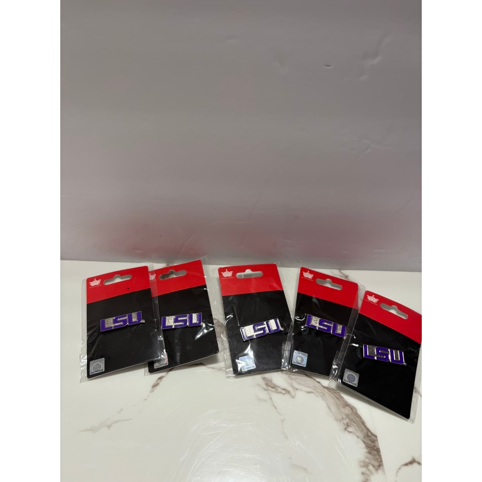 LSU Tigers Aminco Enamel Lapel Pin Purple Silver Logo /Bundle of 5 NEW - Thumbnail 4