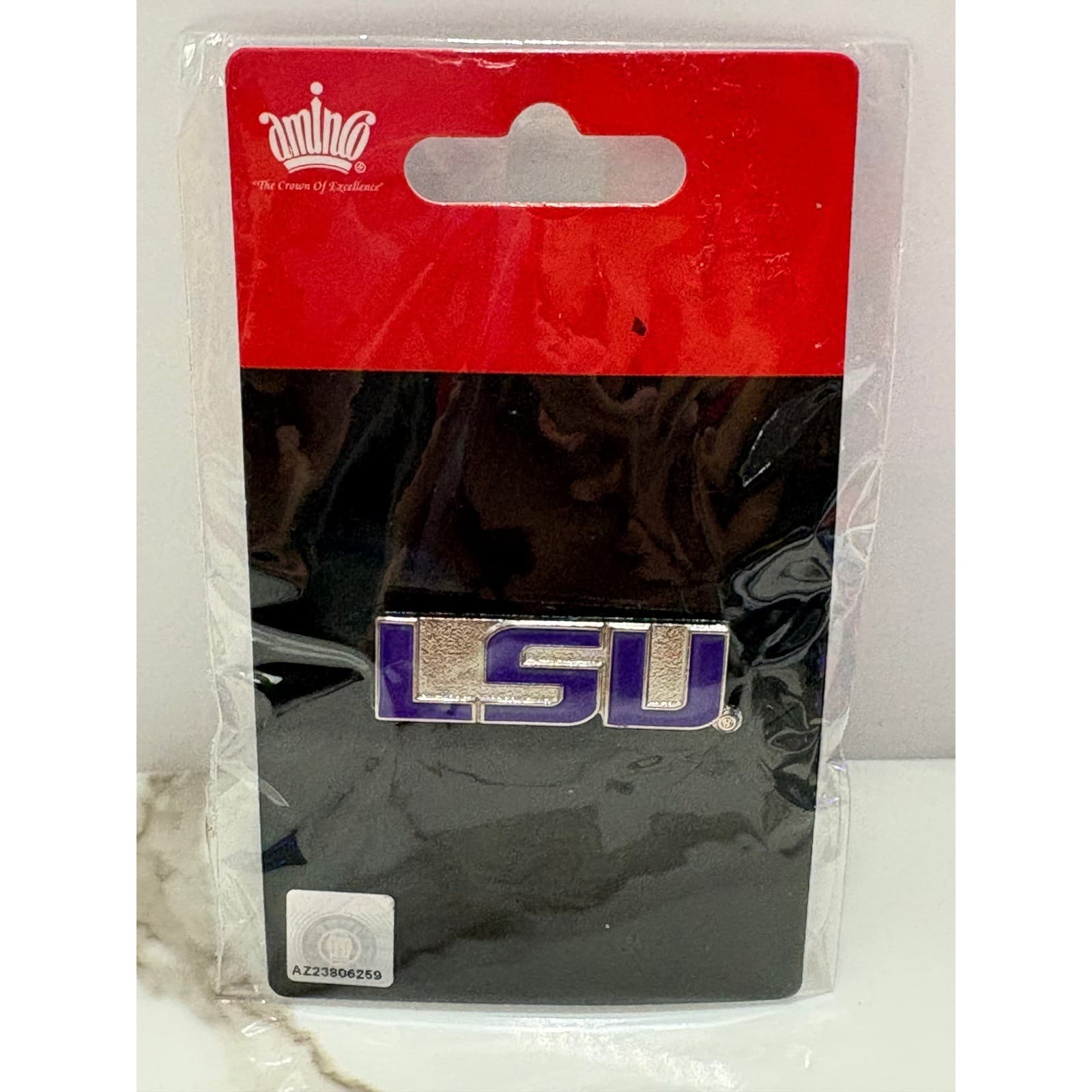 LSU Tigers Aminco Enamel Lapel Pin Purple Silver Logo /Bundle of 5 NEW - Thumbnail 2
