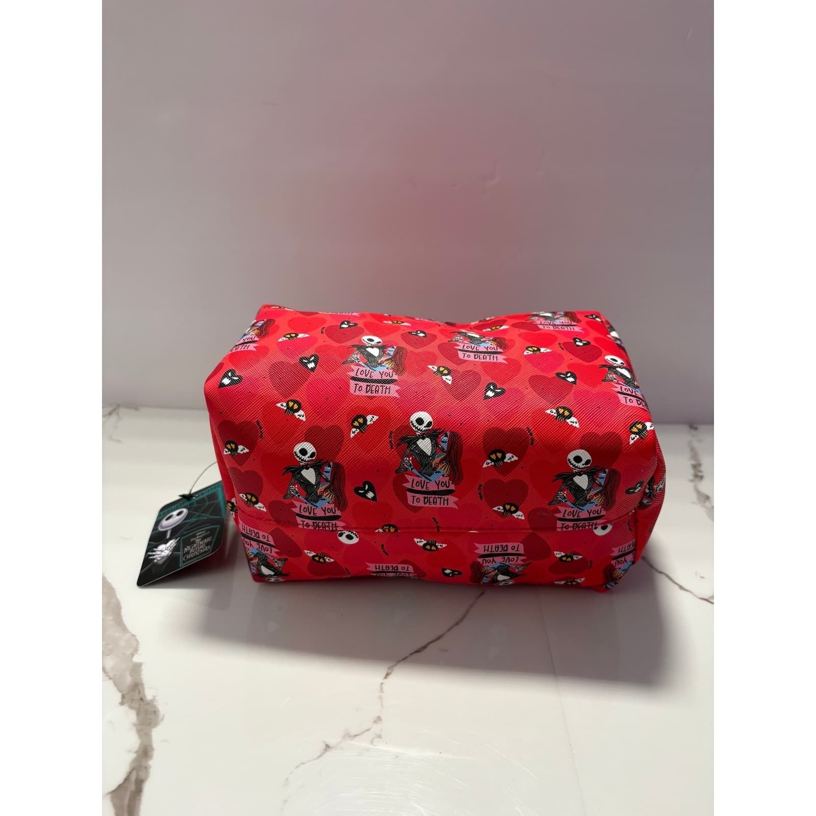 Disney Nightmare Before Christmas Jack Sally Love You To Death Makeup Bag Red - Thumbnail 3
