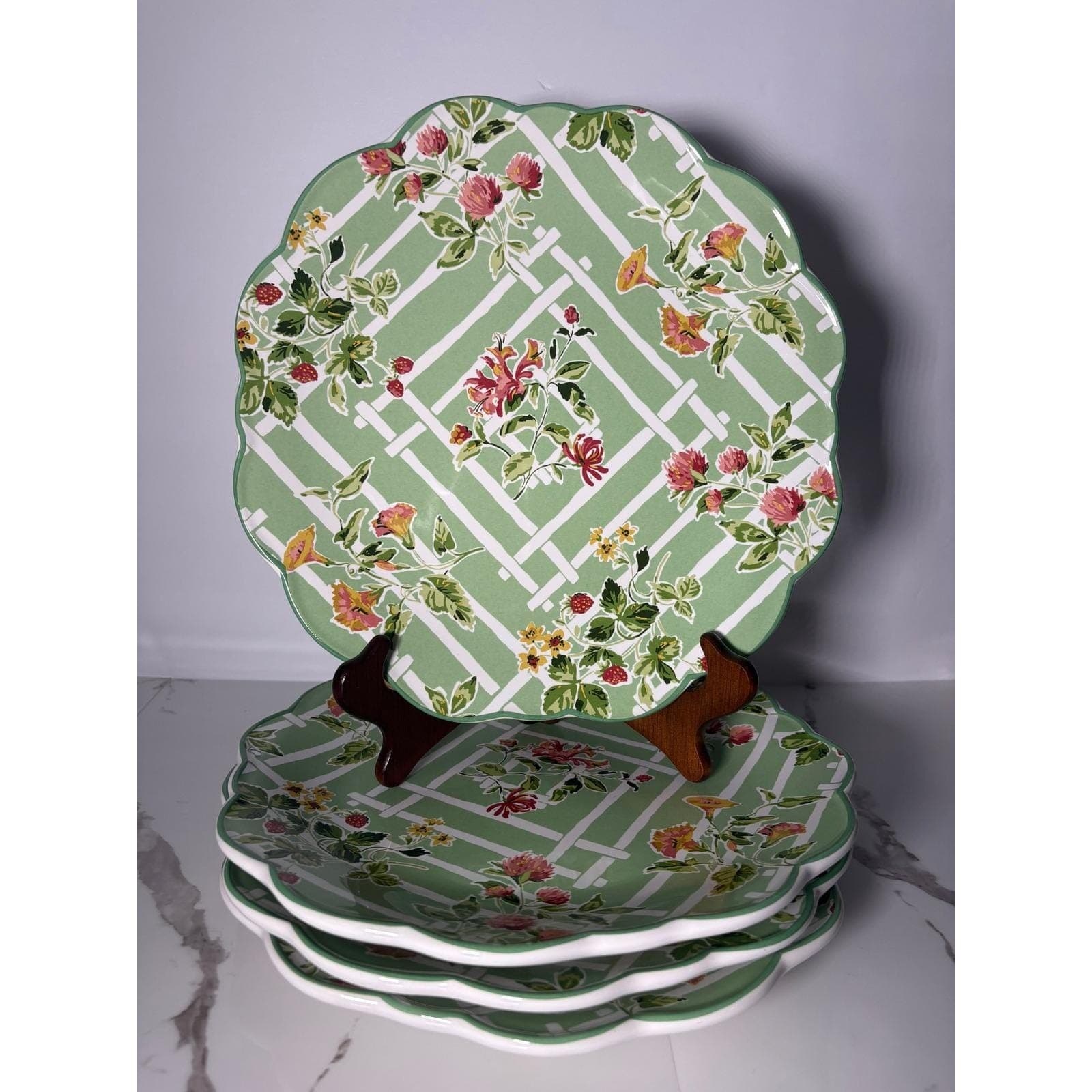 Certified 4 International Madcap Cottage English Garden Green Floral Plates - Thumbnail 2
