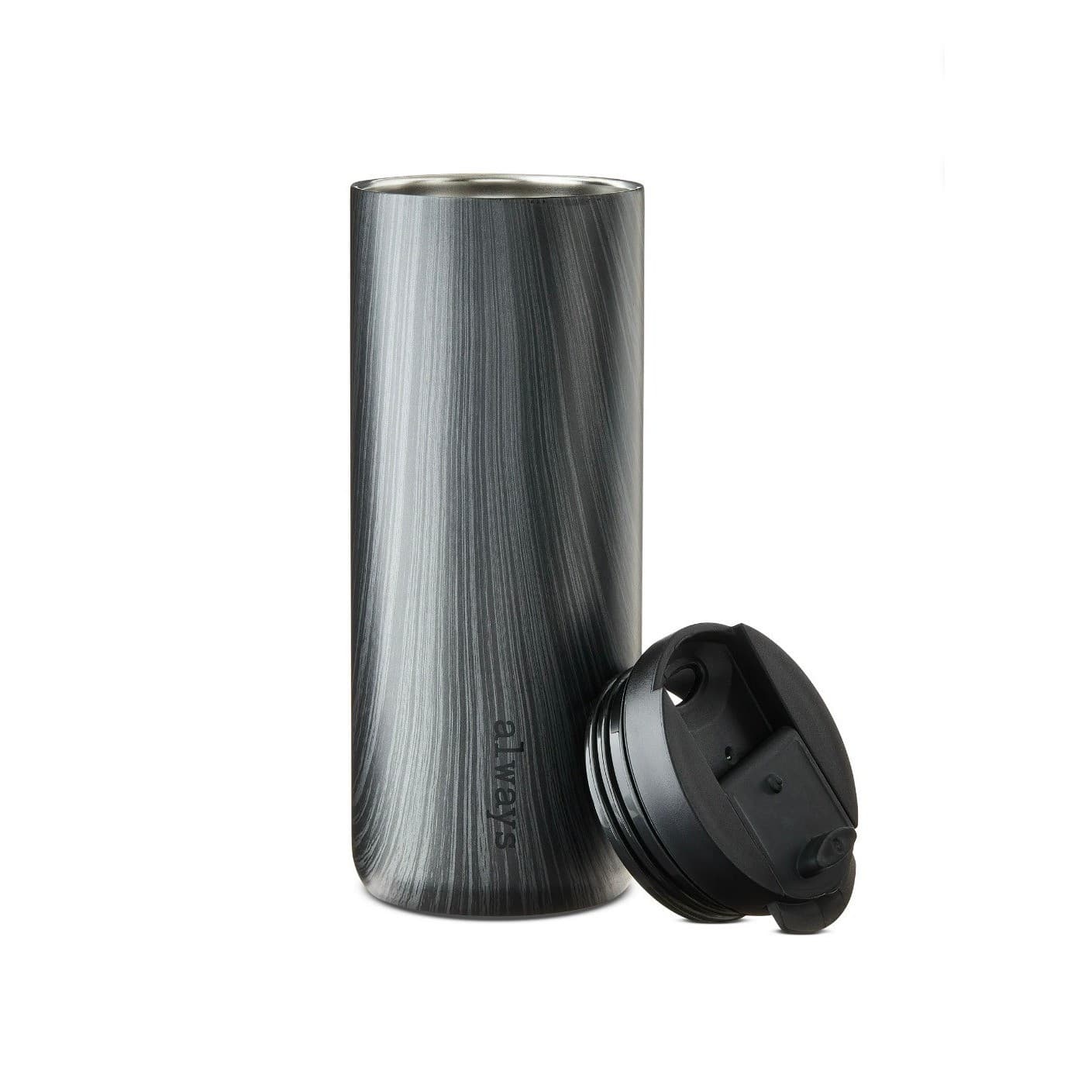 Always Stainless Steel Travel Tumbler Wood Grain Insulated Coffee Mug Grey 16oz - Thumbnail 5