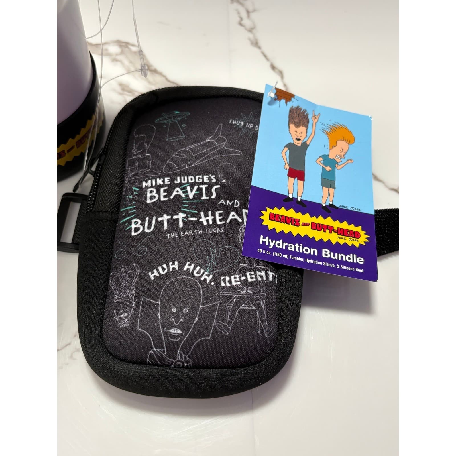 Beavis and Butt-Head 40oz Tumbler Hydration Bundle Sleeve Silicone Boot NEW - Thumbnail 2