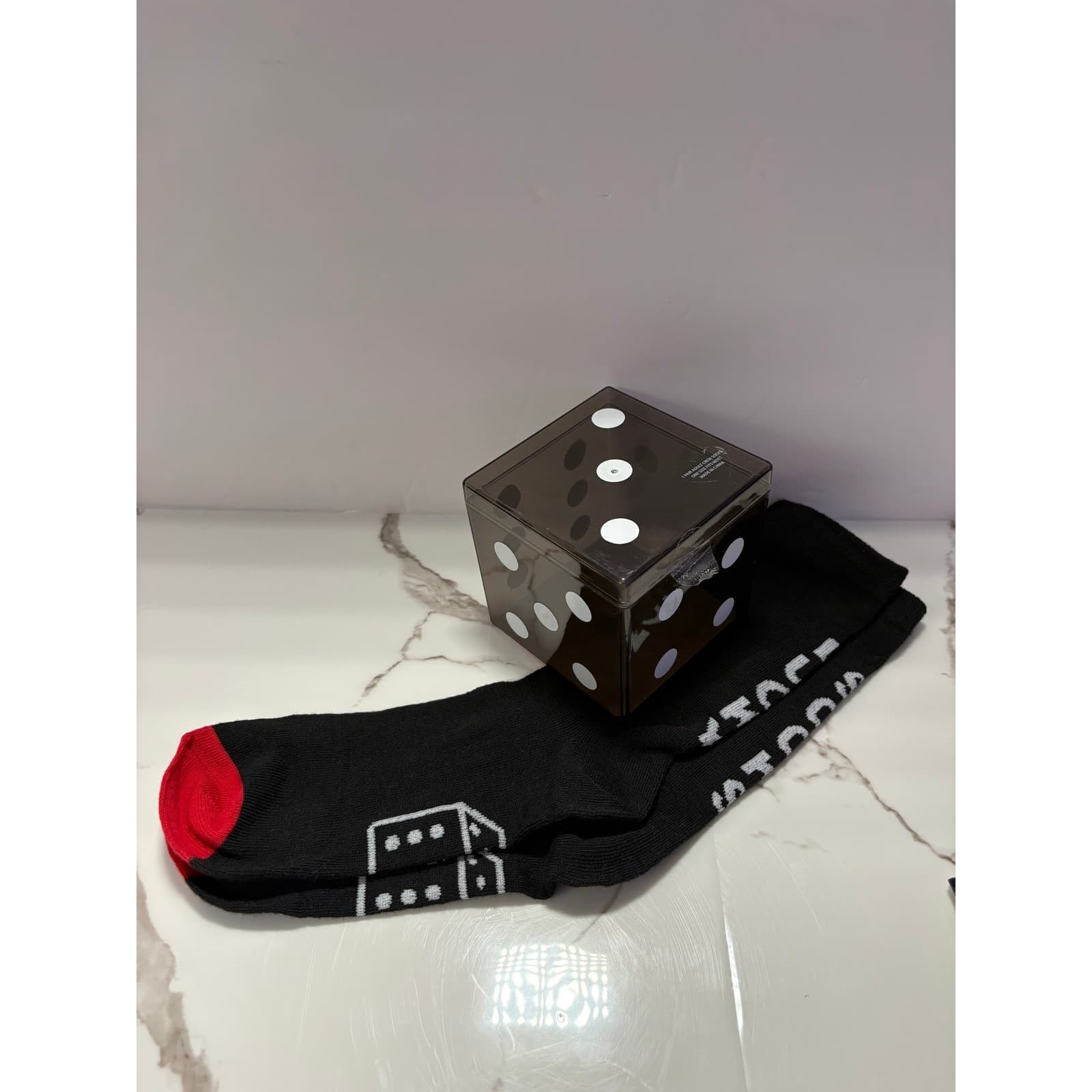 Way To Celebrate Lucky Socks Black Crew Socks with Dice Gift Box Novelty Mens - Thumbnail 2