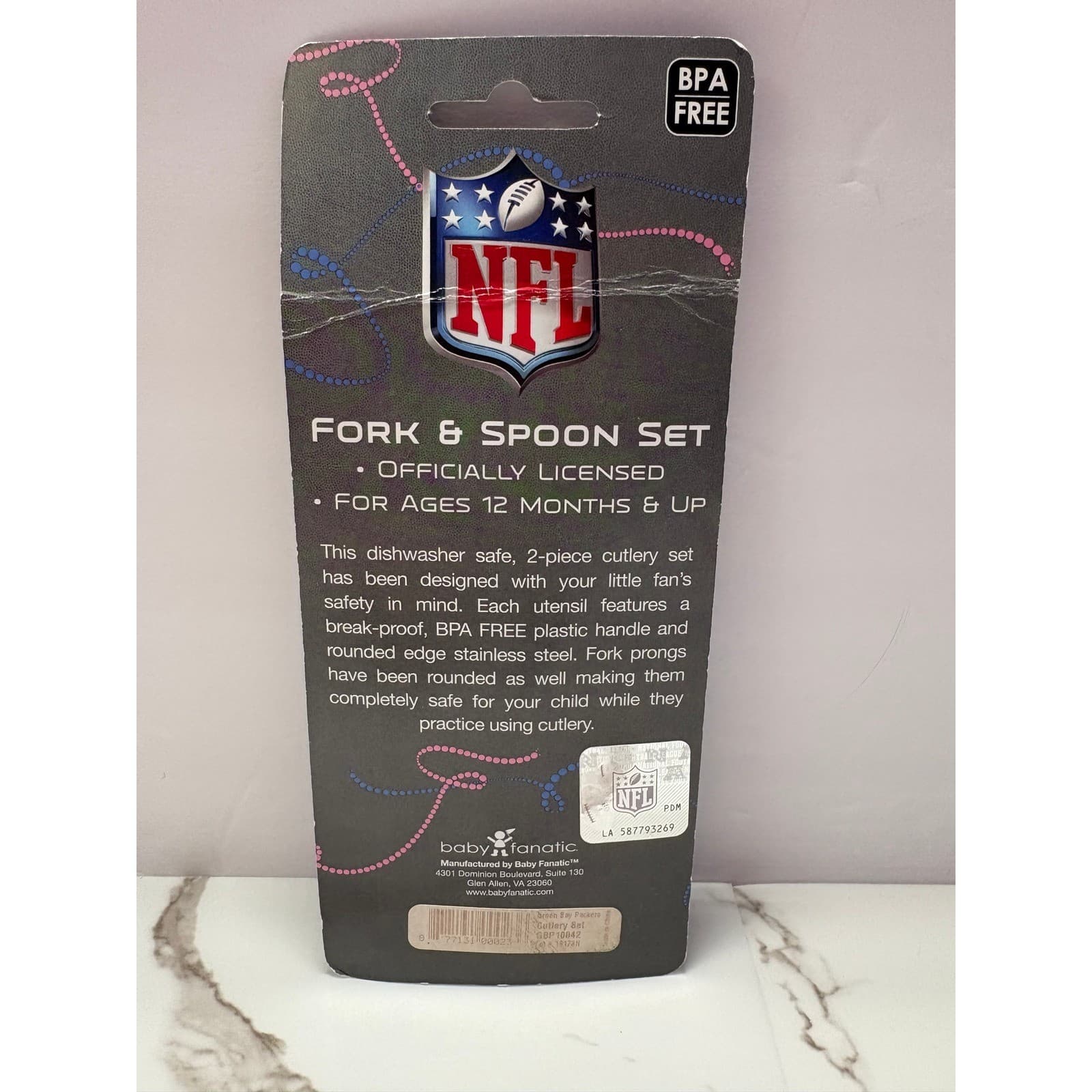 NFL Green Bay Packers Toddler Fork and Spoon Set Baby Fanatic BPA Free Cutlery - Thumbnail 2