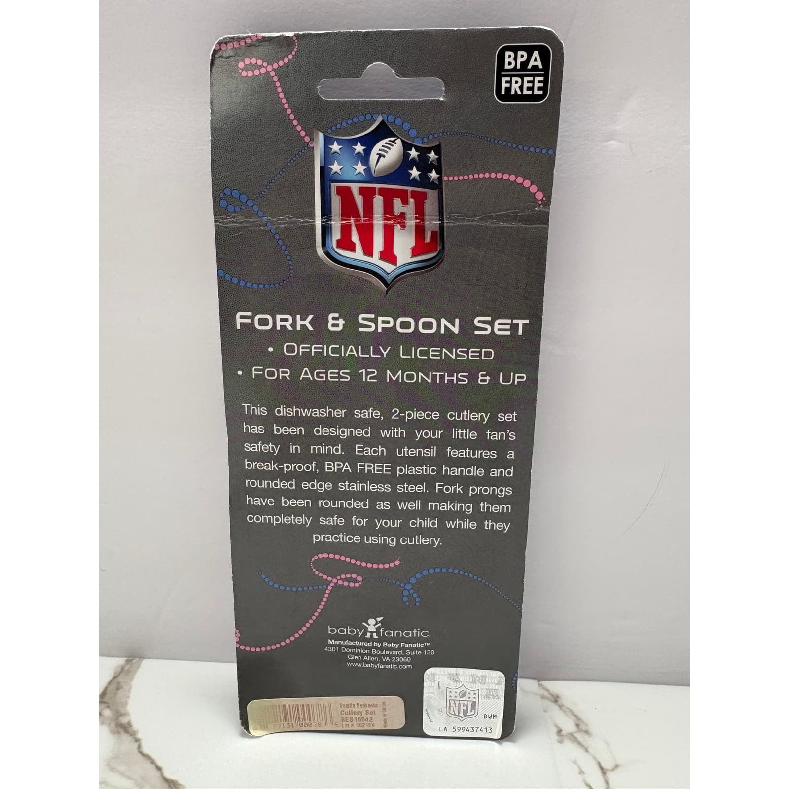 NFL Seattle Seahawks Toddler Fork and Spoon Set Baby Fanatic BPA Free New - Thumbnail 2